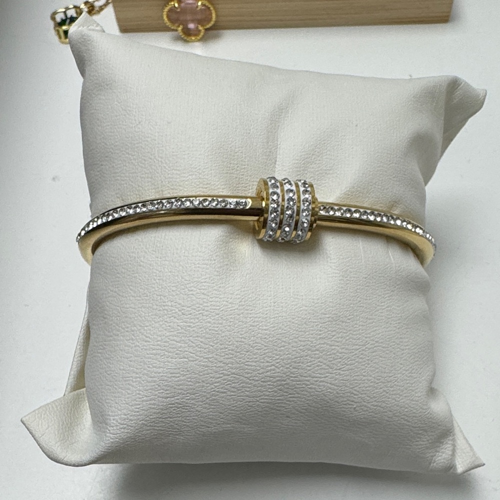 Elegant Gold and Silver color Bracelet with Crystal Accents